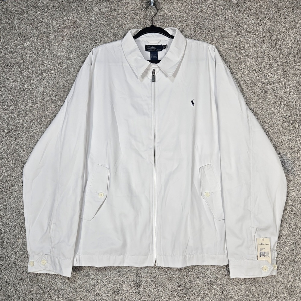 Polo Ralph Lauren Bi-Swing white Windbreaker Tennis Jacket men 2XL Vintage NEW